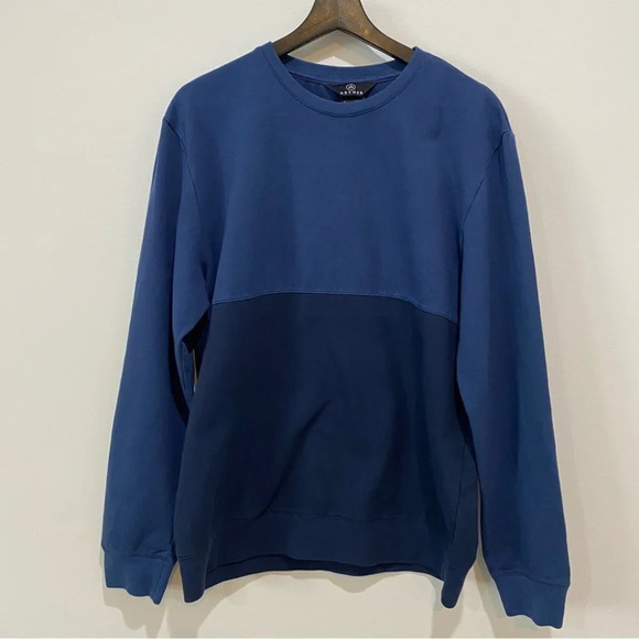Aether Mens L Pullover Crewneck Color Block Navy Blue Sweatshirt - Picture 10 of 16